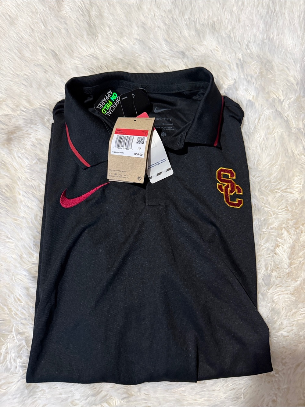 Nike Black Polo with Cardinal Red and Gold USC Crest
